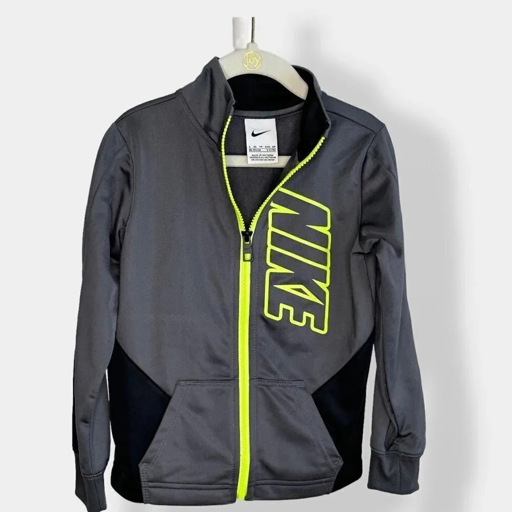 Nike Boys 4 XS‎ Grey Black Track Jacket New